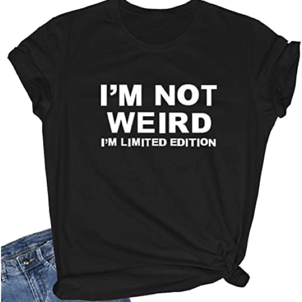 BLACK I’M NOT WEIRD GRAPHIC T-SHIRT
